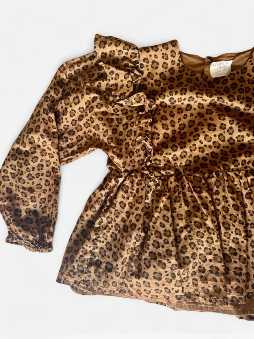 Crewcuts Brown Leopard Print Ruffle Peplum Top